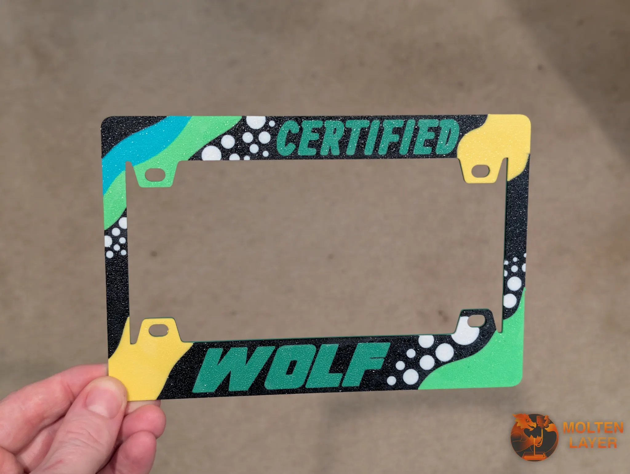 Certified Wolf
Black Teal Pop Green White Yellow Black