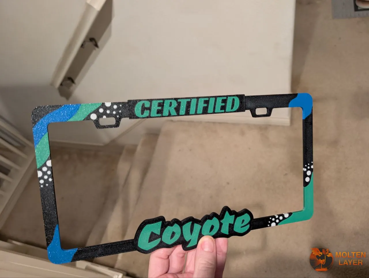 Certified Coyote
Black Blue Teal Green White