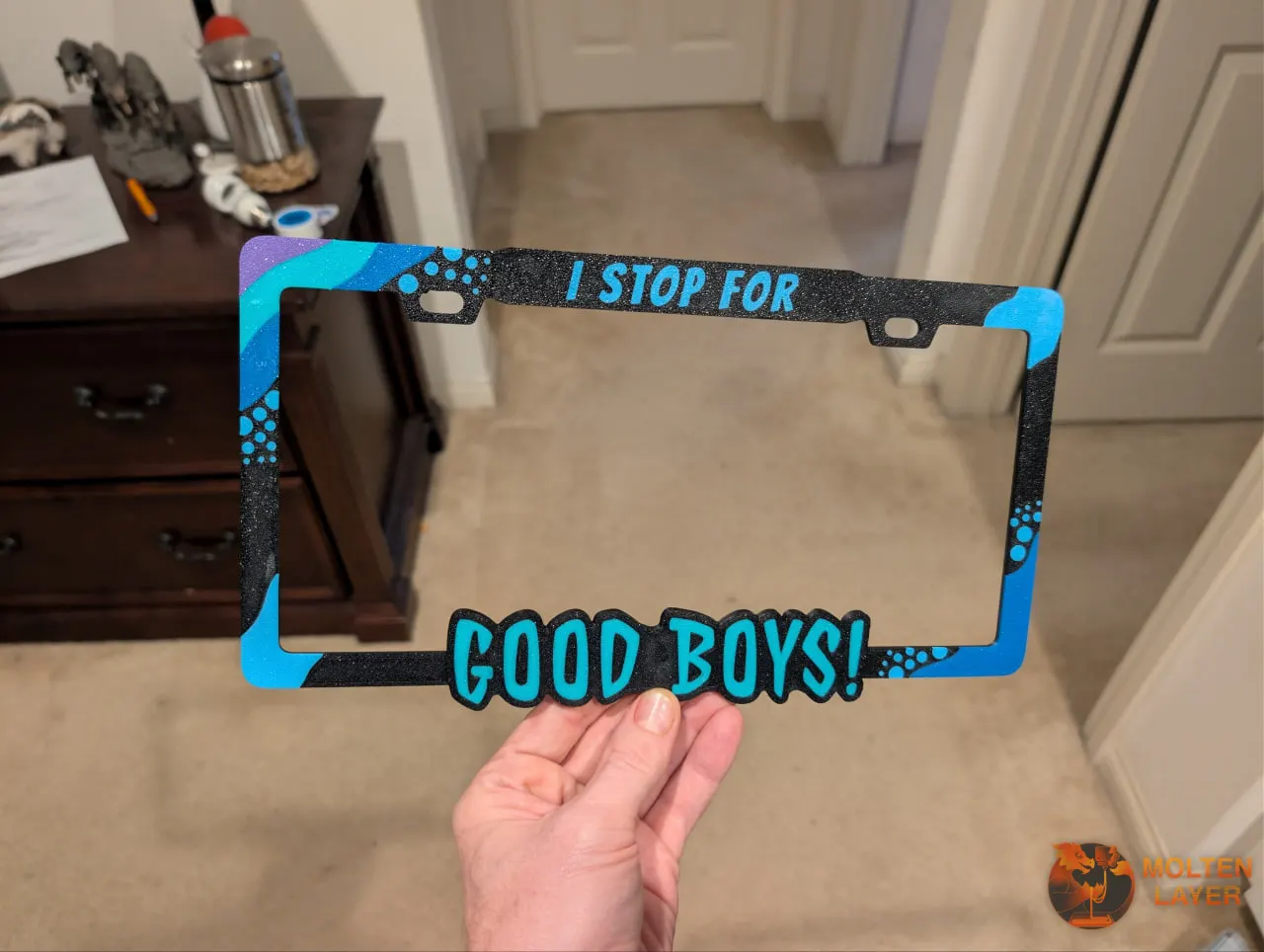 I Stop For Good Boys
Purple Azure Blue Black Teal